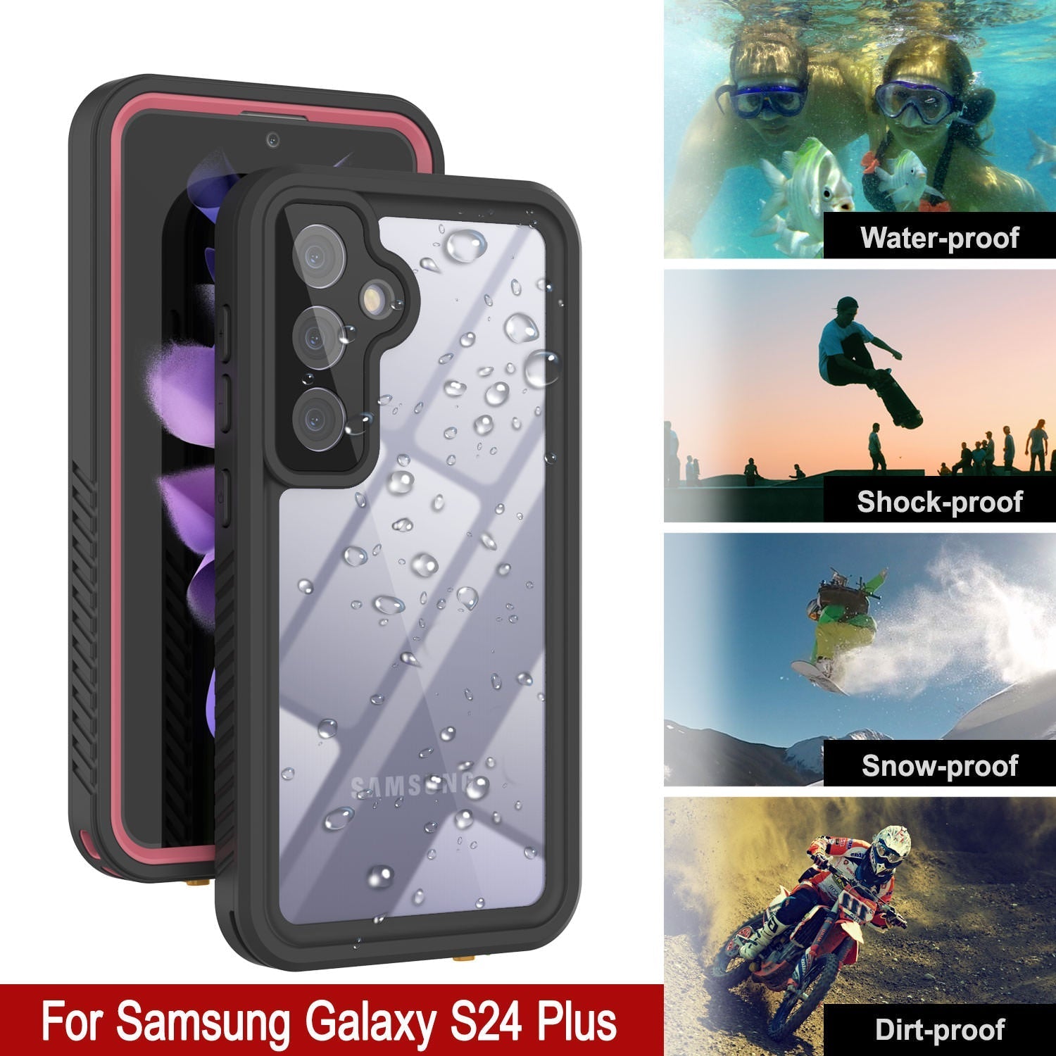 Galaxy S24+ Plus Water/ Shock/ Snowproof [Extreme Series] Slim Screen Protector Case [Pink]