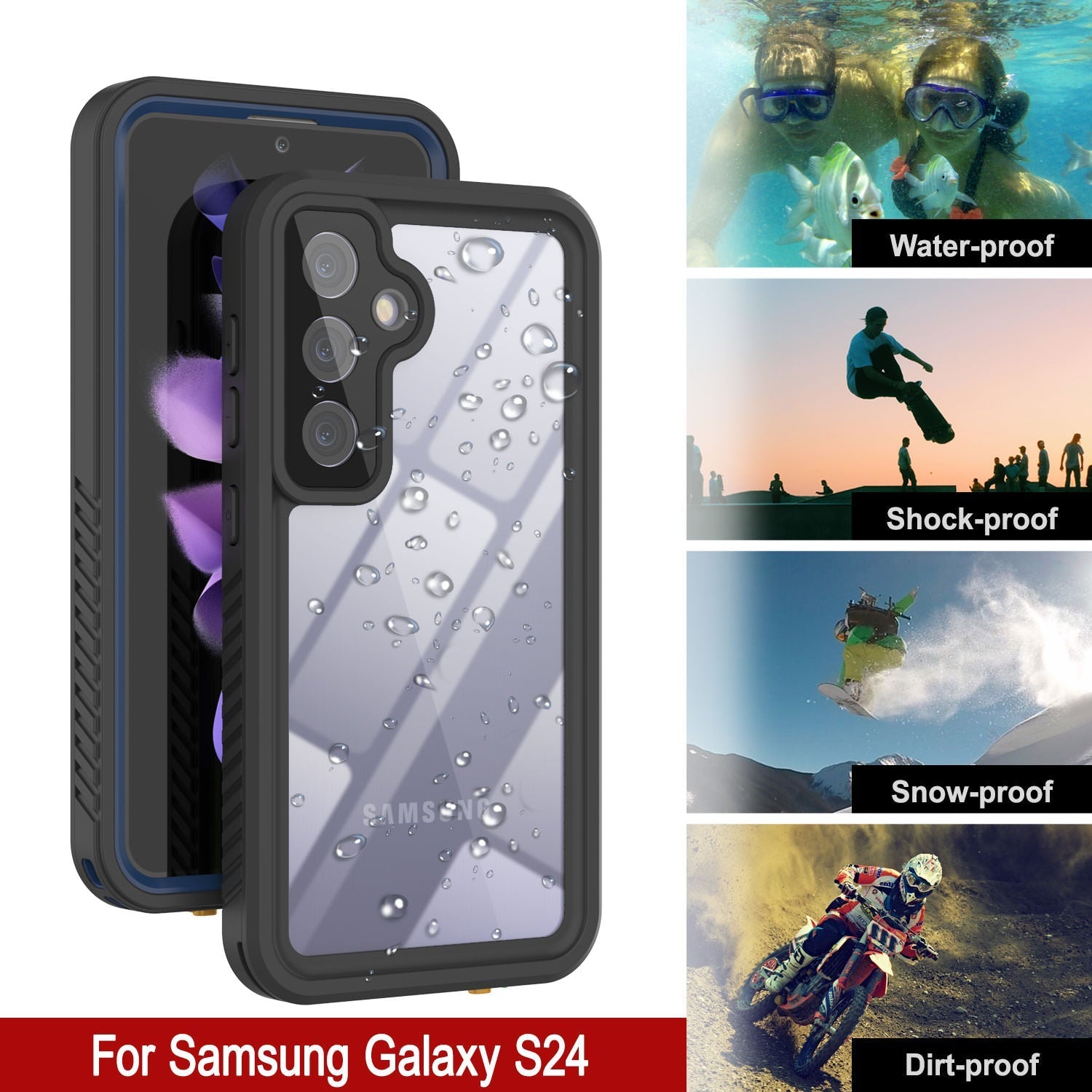 Galaxy S24 Water/ Shockproof [Extreme Series] With Screen Protector Case [Navy Blue]