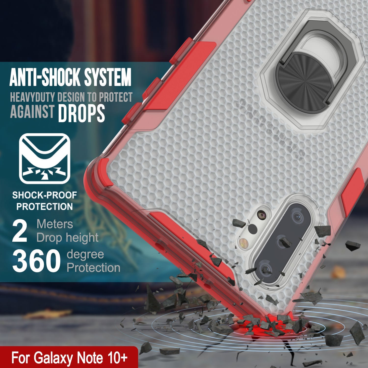 Punkcase Galaxy Note 10 Plus Case [Magnetix 2.0 Series] Clear Protective TPU Cover W/Kickstand [Red]