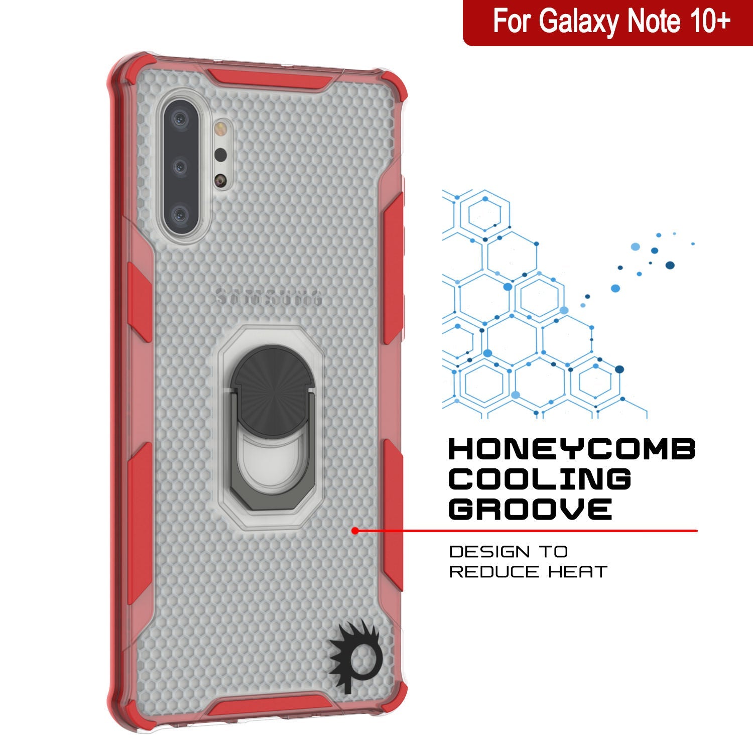 Punkcase Galaxy Note 10 Plus Case [Magnetix 2.0 Series] Clear Protective TPU Cover W/Kickstand [Red]