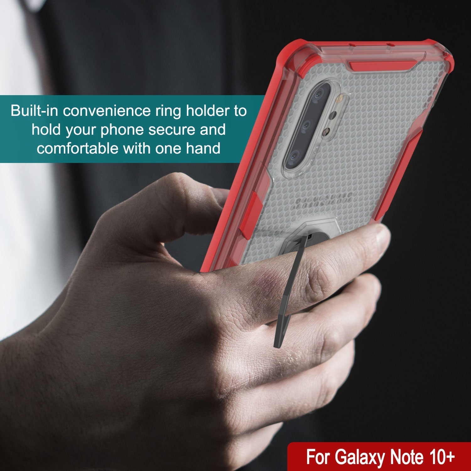 Punkcase Galaxy Note 10 Plus Case [Magnetix 2.0 Series] Clear Protective TPU Cover W/Kickstand [Red]