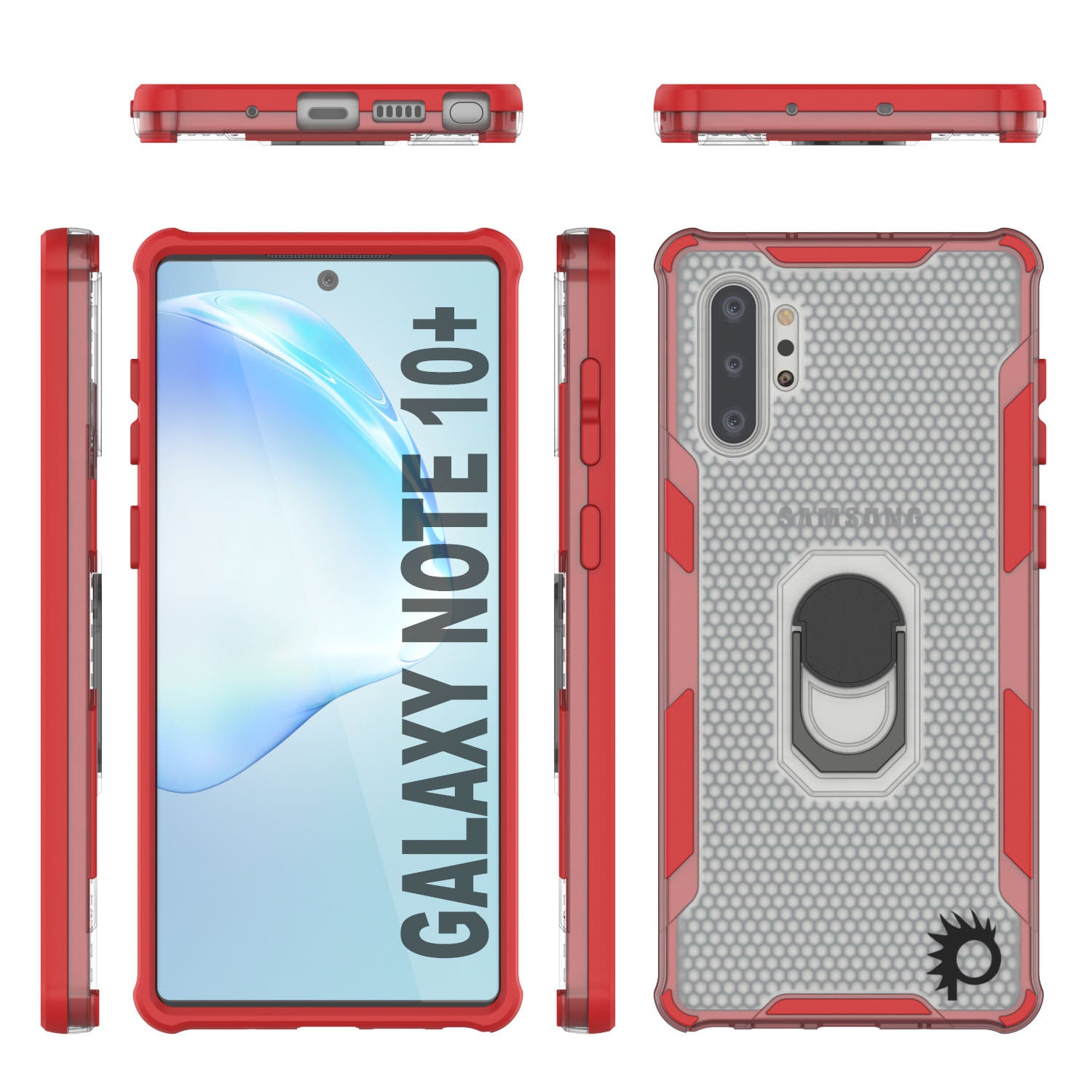Punkcase Galaxy Note 10 Plus Case [Magnetix 2.0 Series] Clear Protective TPU Cover W/Kickstand [Red]