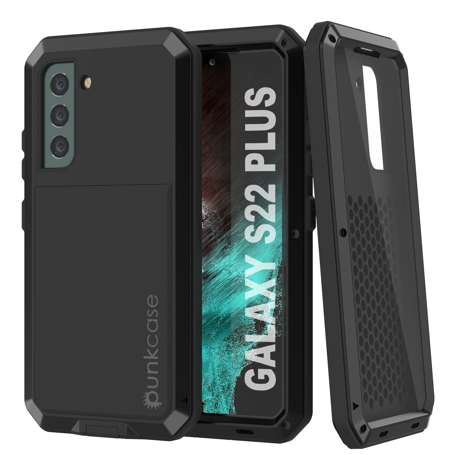 Galaxy S22+ Plus Metal Case, Heavy Duty Military Grade Rugged Armor Cover [Black]