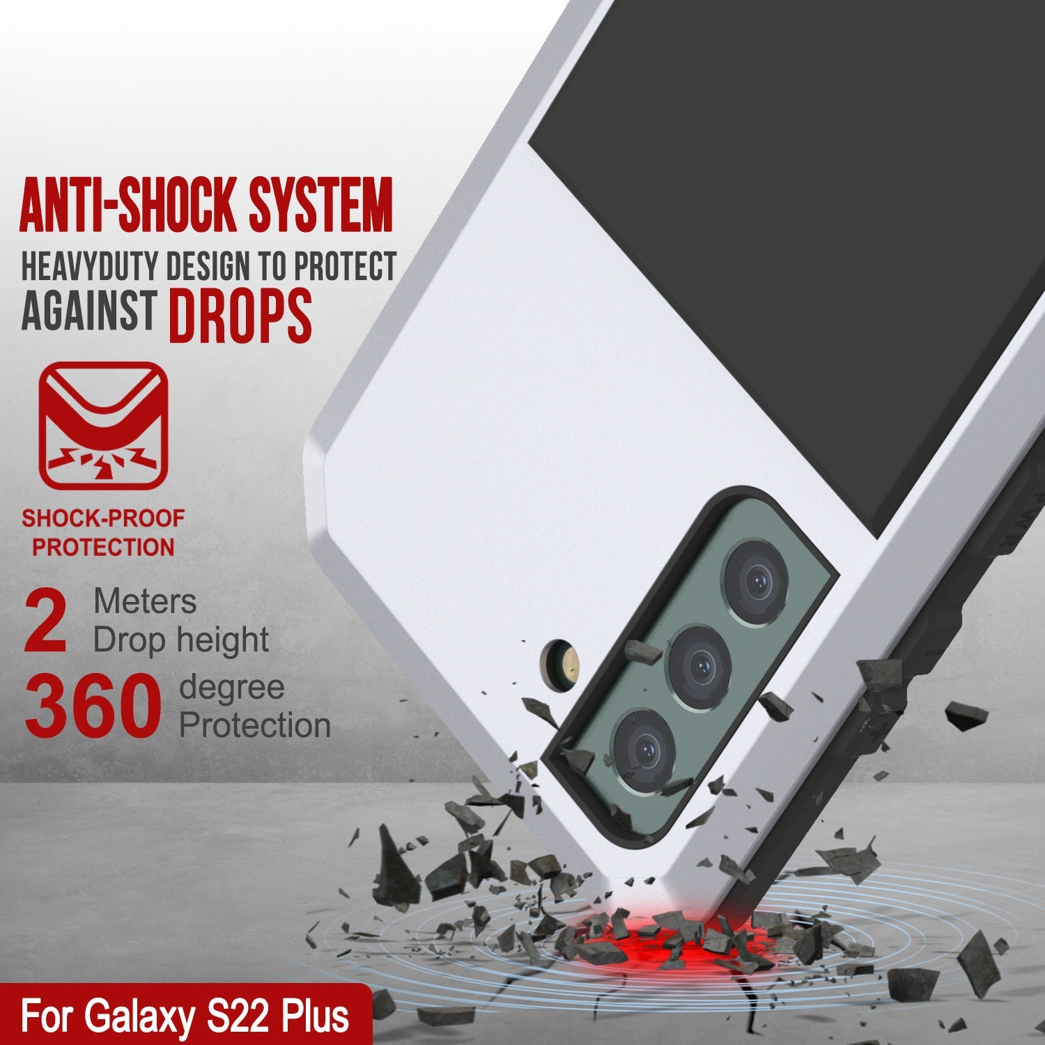 Galaxy S22+ Plus Metal Case, Heavy Duty Military Grade Rugged Armor Cover [White]