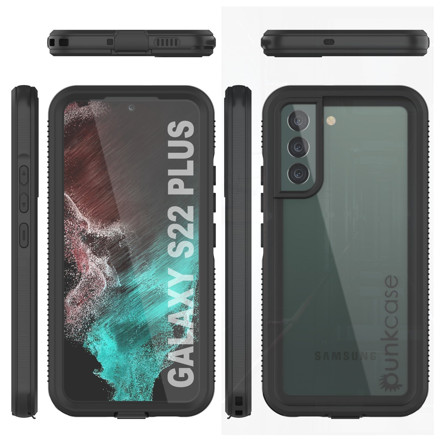 Galaxy S22+ Plus Waterproof Case PunkCase Ultimato Black Thin 6.6ft Underwater IP68 Shock/Snow Proof [Black]