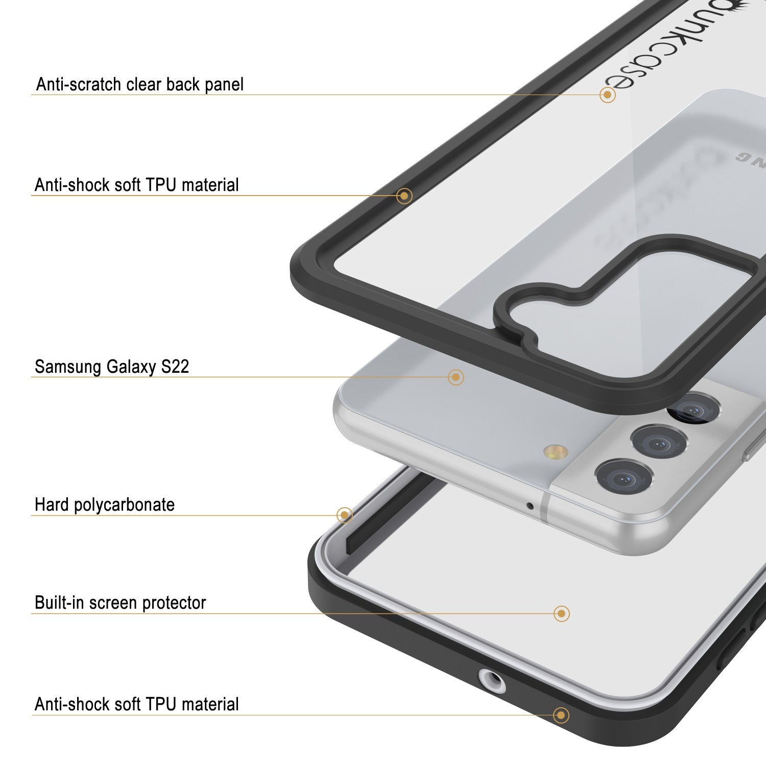 Galaxy S22 Water/ Shock/ Snow/ dirt proof [Extreme Series] Punkcase Slim Case [White]