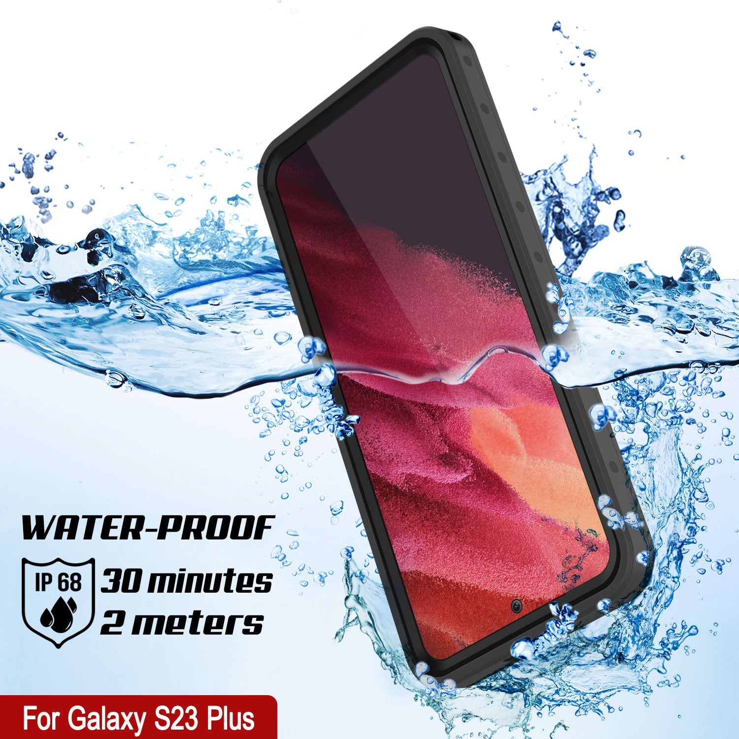 Galaxy S24+ Plus Waterproof Case PunkCase StudStar Black Thin 6.7ft Underwater IP68 Shock/Snow Proof