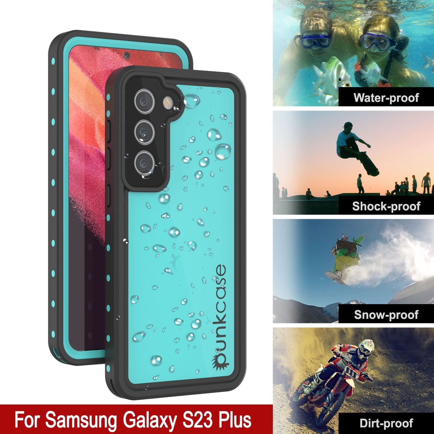 Galaxy S24+ Plus Waterproof Case PunkCase StudStar Teal Thin 6.7ft Underwater IP68 Shock/Snow Proof