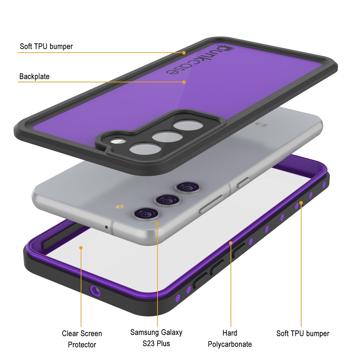 Galaxy S24+ Plus Waterproof Case PunkCase StudStar Purple Thin 6.7ft Underwater IP68 Shock/Snow Proof