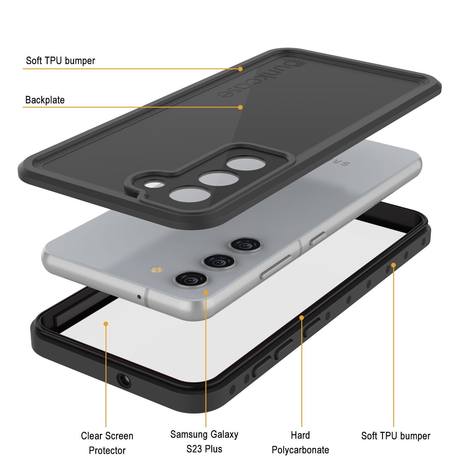 Galaxy S24+ Plus Waterproof Case PunkCase StudStar Black Thin 6.7ft Underwater IP68 Shock/Snow Proof