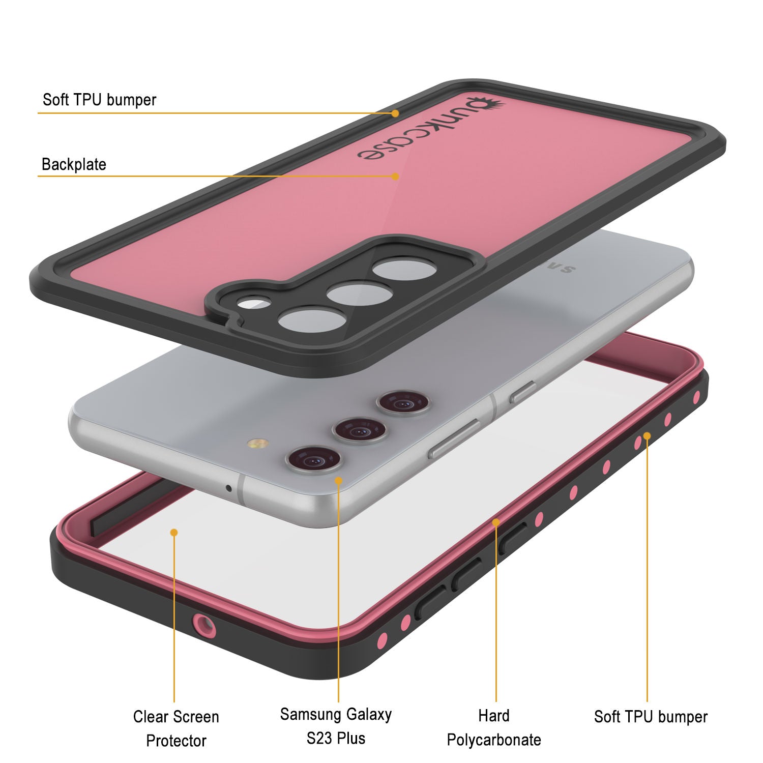 Galaxy S24+ Plus Waterproof Case PunkCase StudStar Pink Thin 6.7ft Underwater IP68 Shock/Snow Proof