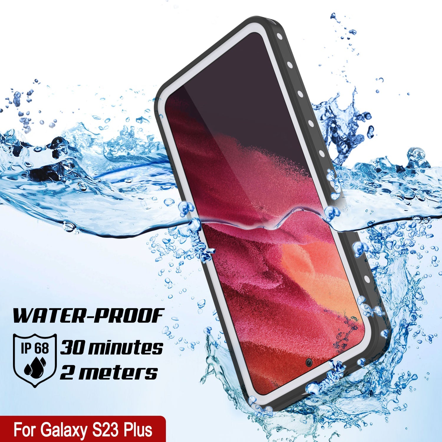 Galaxy S24+ Plus Waterproof Case, Punkcase StudStar White Thin 6.7ft Underwater IP68 Shock/Snow Proof