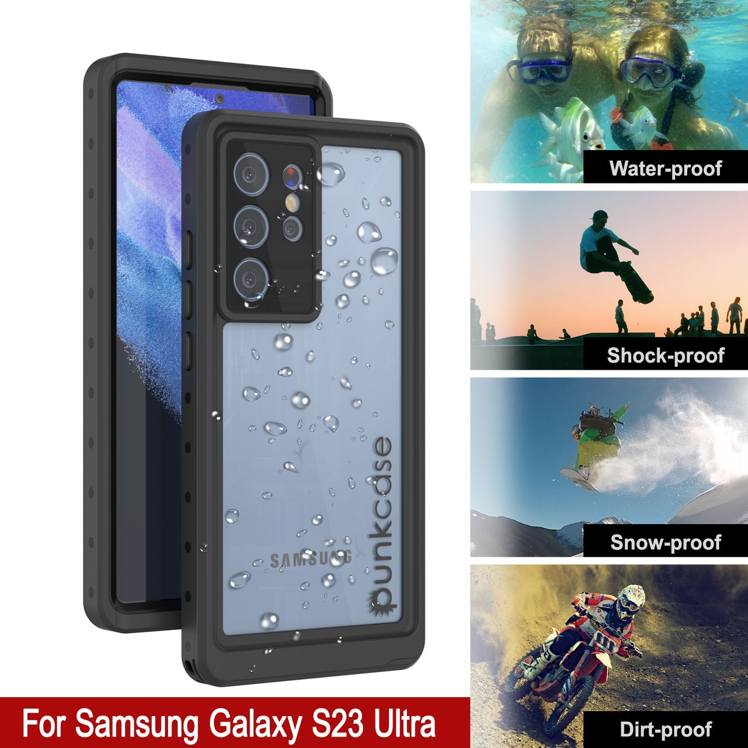 Galaxy S24 Ultra Waterproof Case PunkCase StudStar Clear Thin 6.6ft Underwater IP68 Shock/Snow Proof