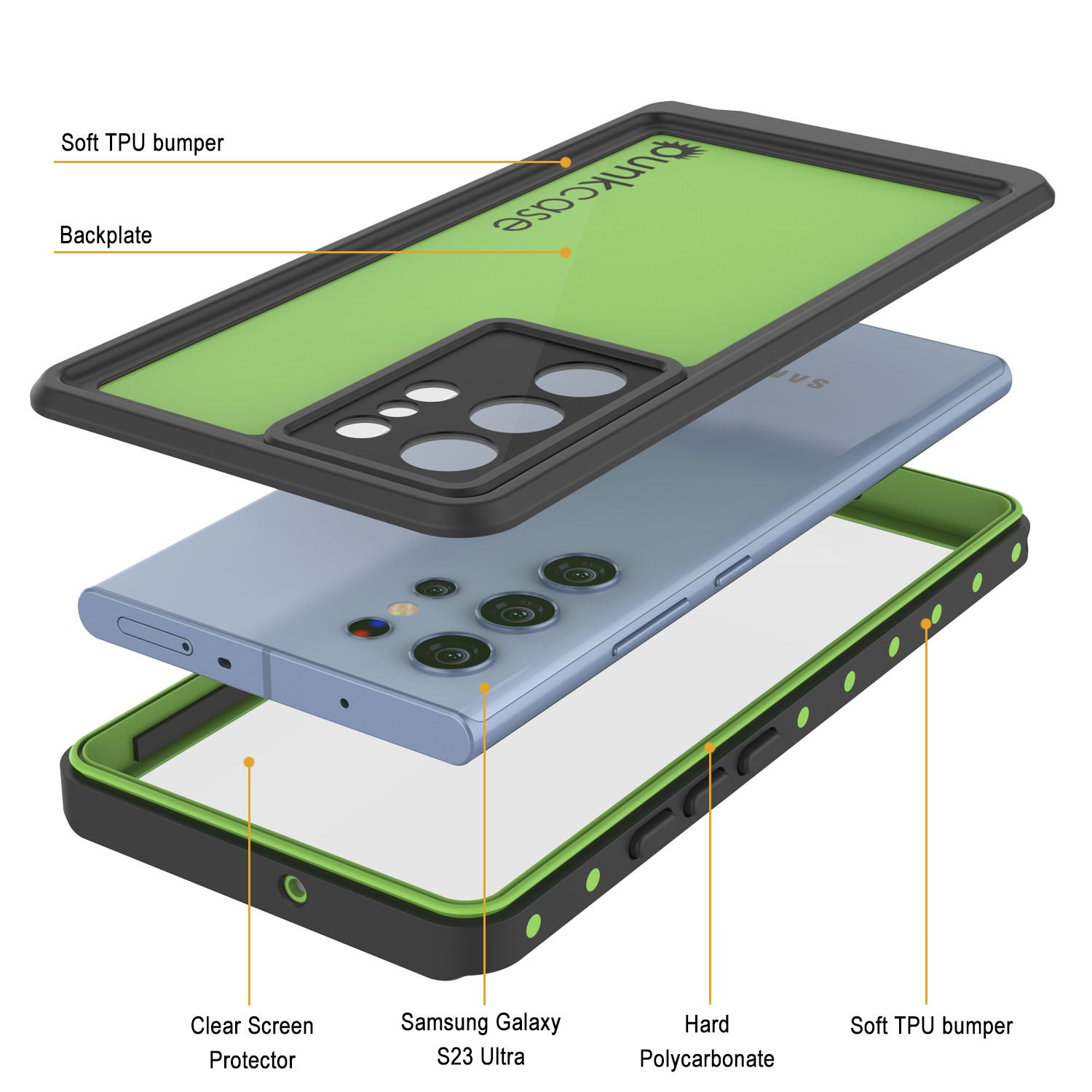 Galaxy S24 Ultra Waterproof Case PunkCase StudStar Light Green Thin 6.6ft Underwater IP68 ShockProof