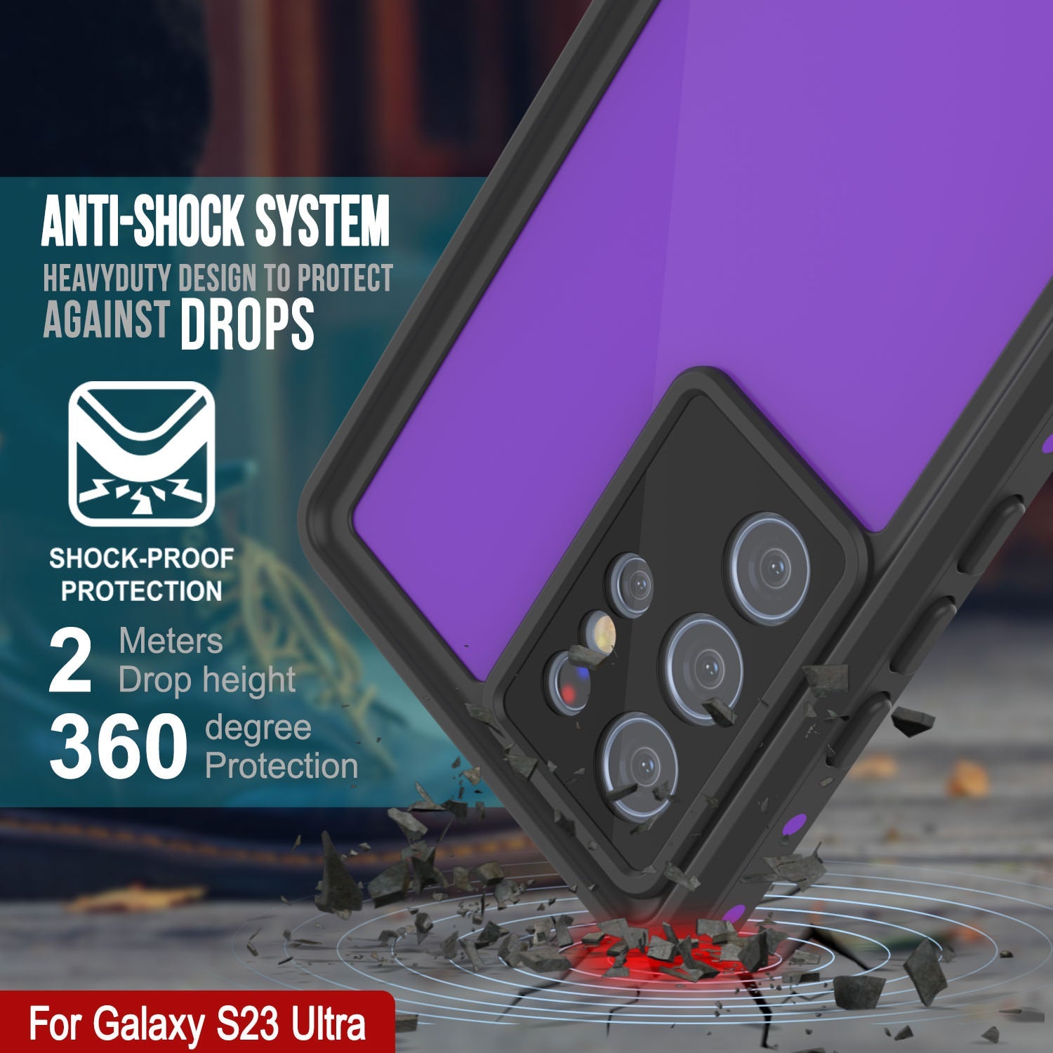 Galaxy S24 Ultra Waterproof Case PunkCase StudStar Purple Thin 6.6ft Underwater IP68 Shock/Snow Proof