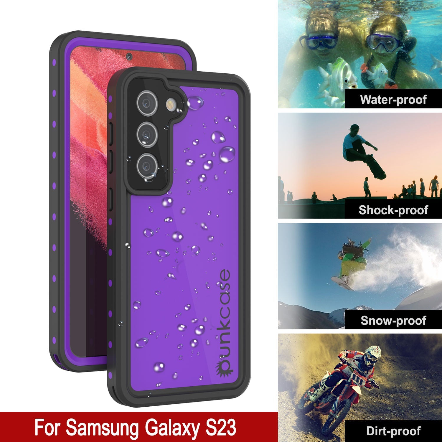 Galaxy S24 Waterproof Case PunkCase StudStar Purple Thin 6.2ft Underwater IP68 Shock/Snow Proof