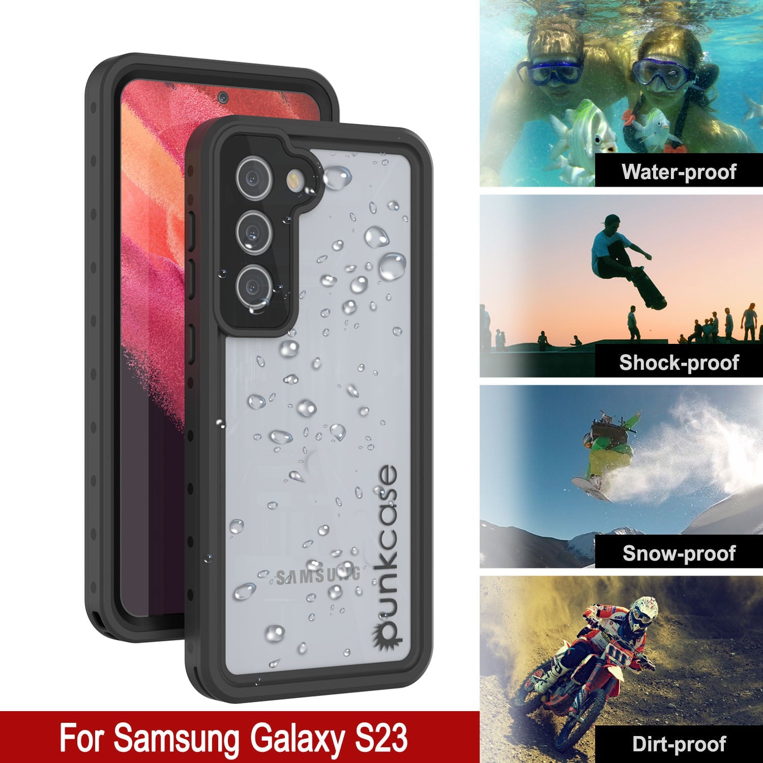 Galaxy S24 Waterproof Case PunkCase StudStar Clear Thin 6.2ft Underwater IP68 Shock/Snow Proof