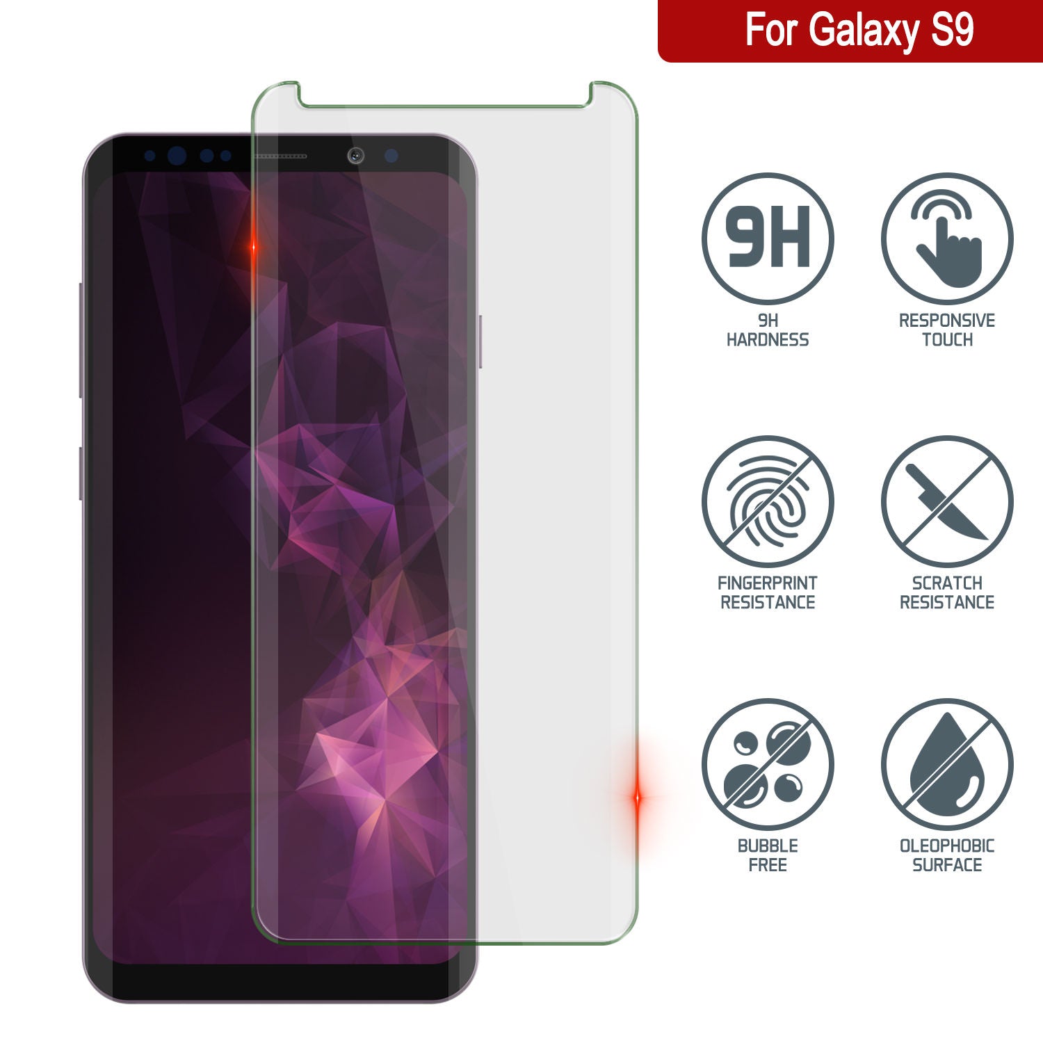 Galaxy S9  Black Punkcase Glass SHIELD Tempered Glass Screen Protector 0.33mm Thick 9H Glass
