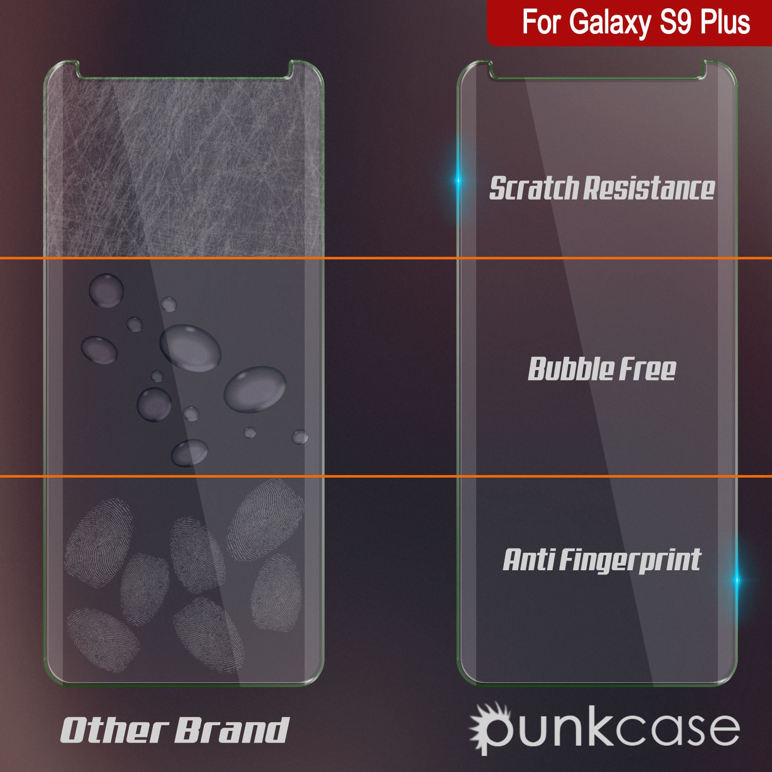 Galaxy S9+ Plus  Gold Punkcase Glass SHIELD Tempered Glass Screen Protector 0.33mm Thick 9H Glass
