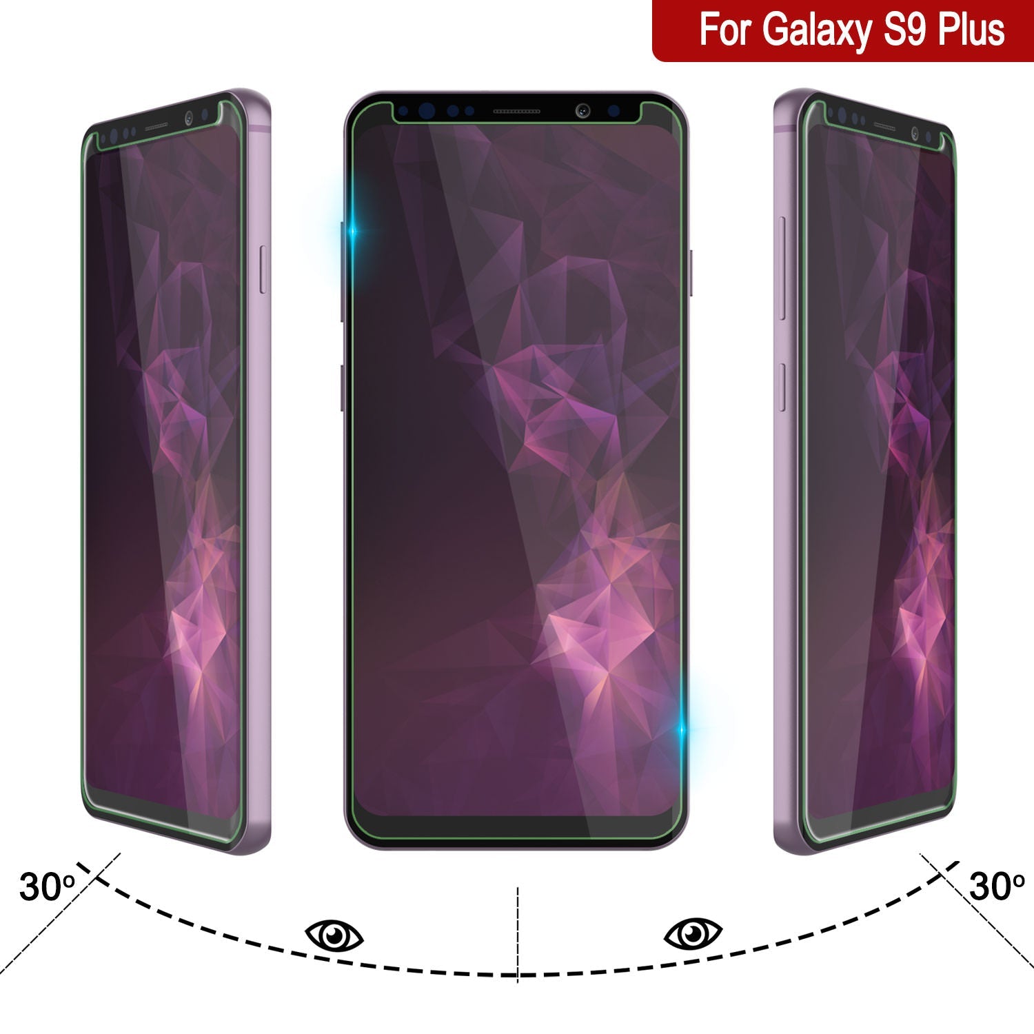 Galaxy S9+ Plus  Silver Punkcase Glass SHIELD Tempered Glass Screen Protector 0.33mm Thick 9H Glass