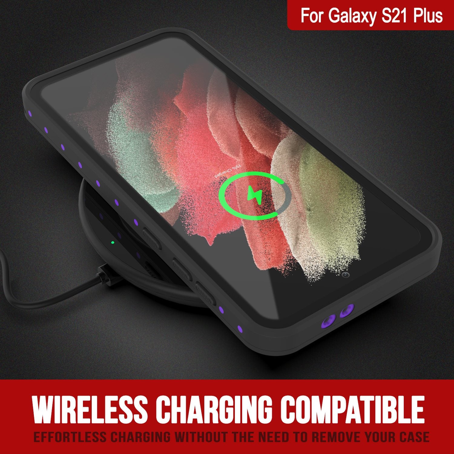 Galaxy S21+ Plus Waterproof Case PunkCase StudStar Purple Thin 6.6ft Underwater IP68 Shock/Snow Proof