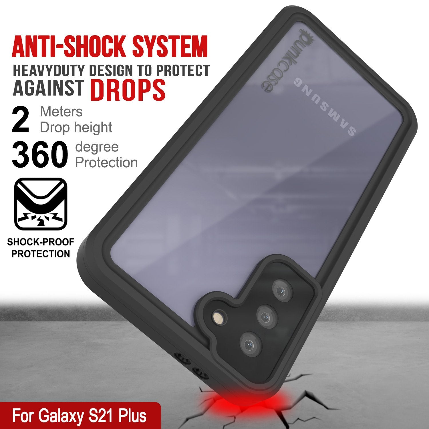 Galaxy S21+ Plus Waterproof Case PunkCase StudStar Clear Thin 6.6ft Underwater IP68 Shock/Snow Proof