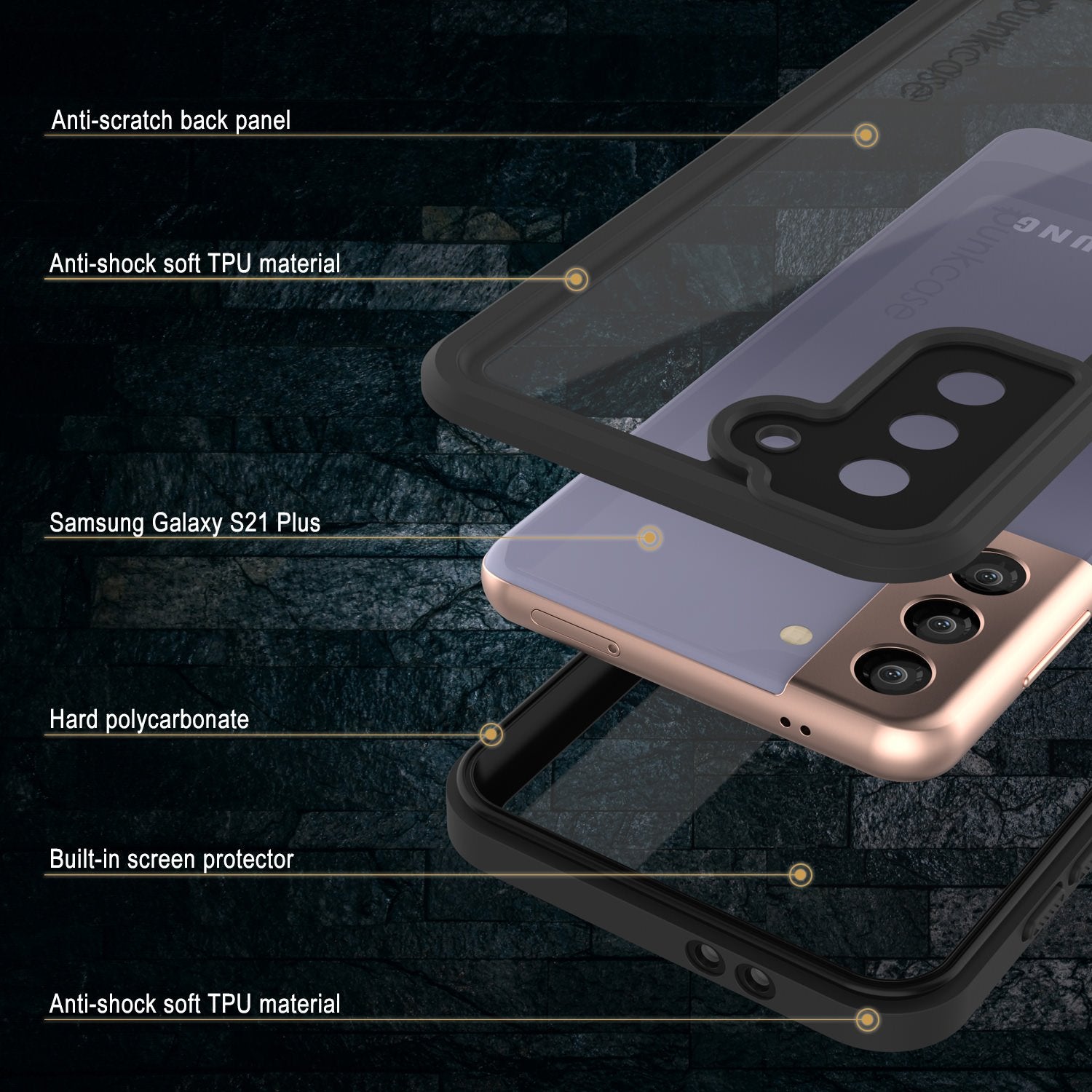 Galaxy S21+ Plus Waterproof Case PunkCase StudStar Clear Thin 6.6ft Underwater IP68 Shock/Snow Proof