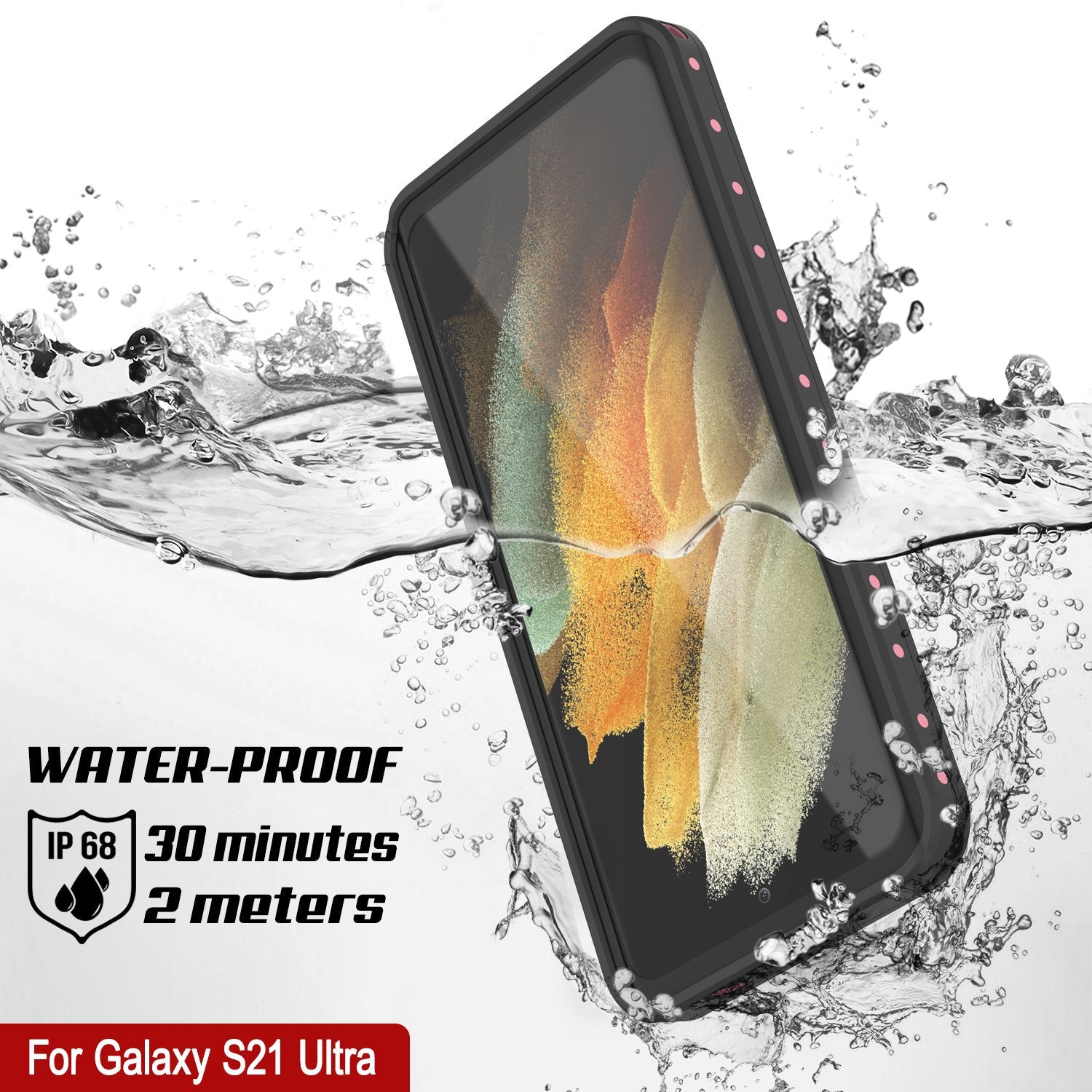Galaxy S21 Ultra Waterproof Case PunkCase StudStar Pink Thin 6.6ft Underwater IP68 Shock/Snow Proof