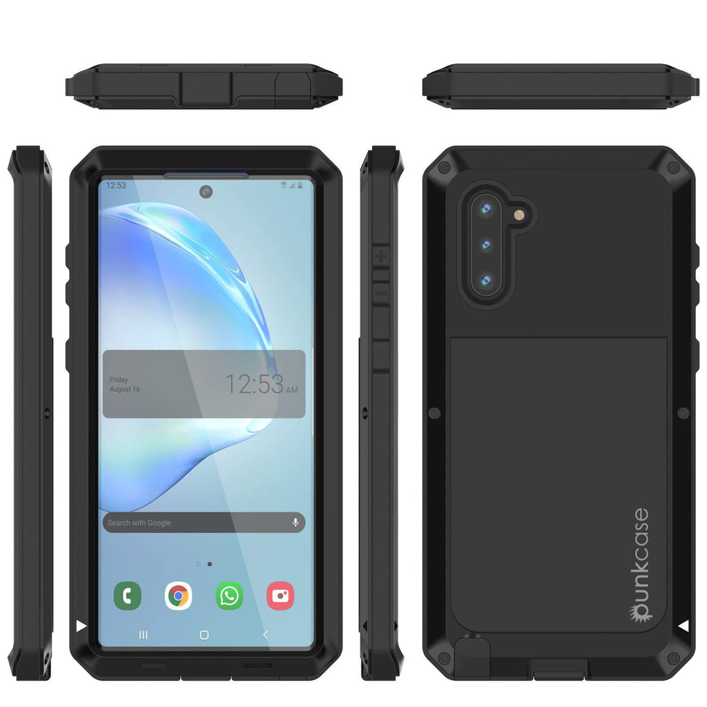 Galaxy Note 10 Case, PUNKcase Metallic Black Shockproof  Slim Metal Armor Case [Black] (Color in image: red)