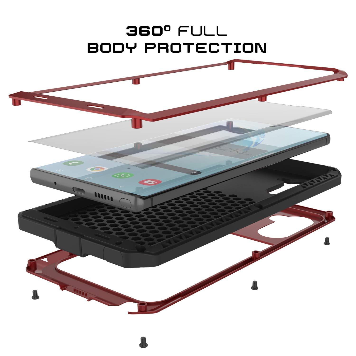Galaxy Note 20  Case, PUNKcase Metallic Red Shockproof  Slim Metal Armor Case [Red]