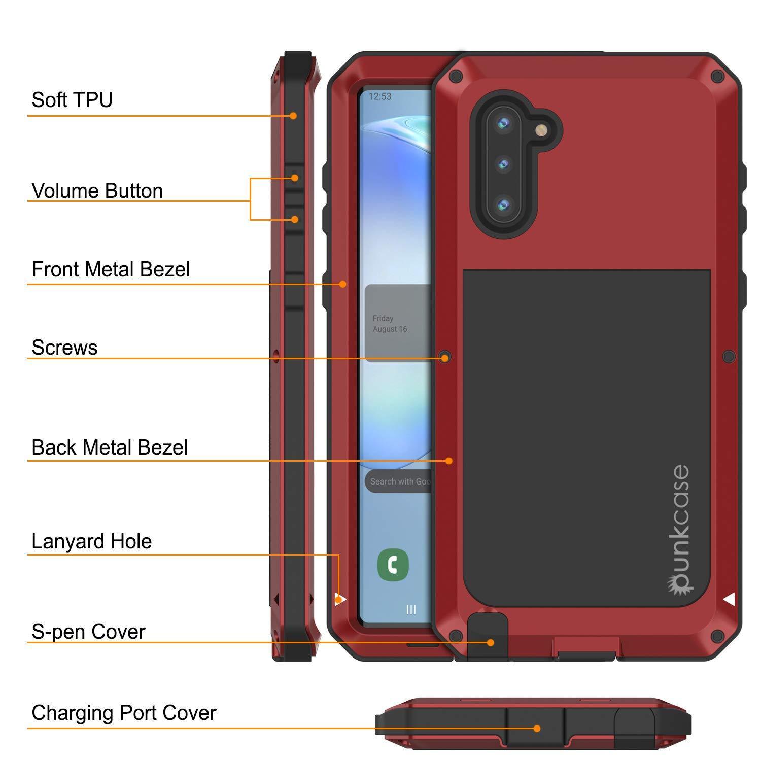 Galaxy Note 20  Case, PUNKcase Metallic Red Shockproof  Slim Metal Armor Case [Red]