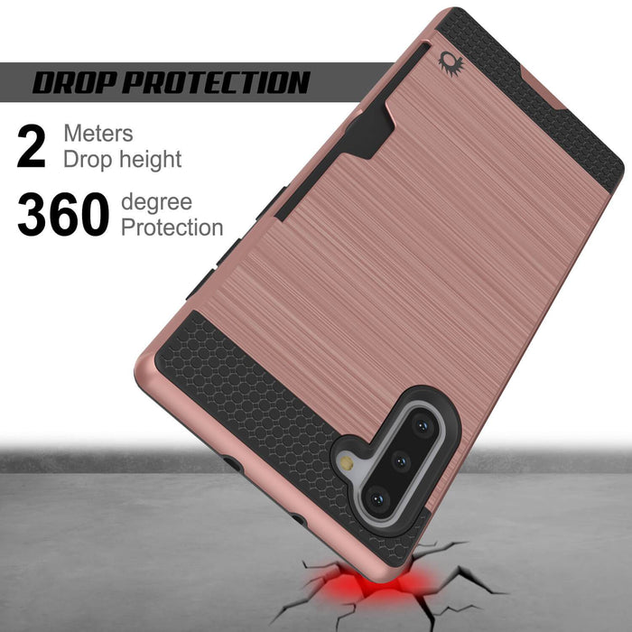 Galaxy Note 10 Case, PUNKcase [SLOT Series] Slim Fit  Samsung Note 10 [Rose Gold] (Color in image: Black)