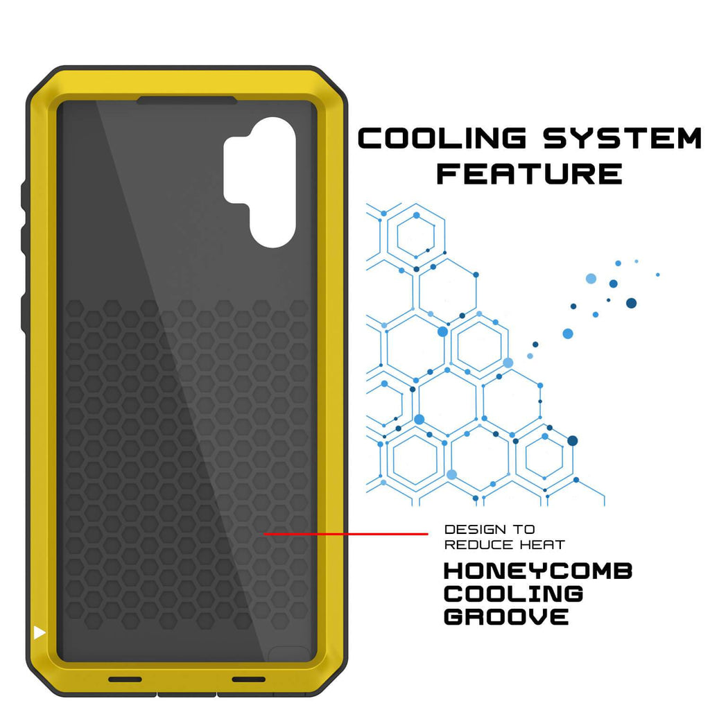 Galaxy Note 10+ Plus  Case, PUNKcase Metallic Neon Shockproof  Slim Metal Armor Case [Neon] (Color in image: red)
