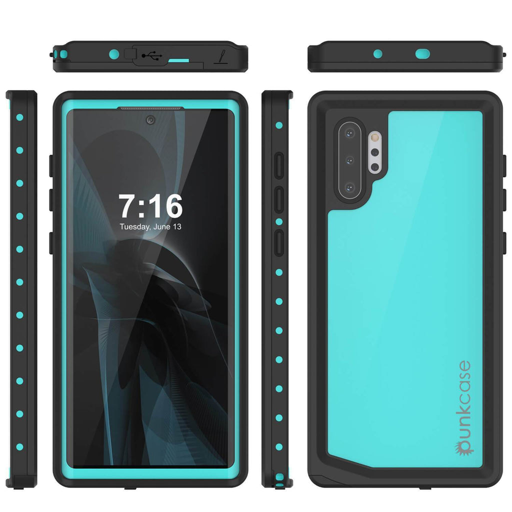Galaxy Note 10+ Plus Waterproof Case, Punkcase Studstar Series Teal Thin Armor Cover (Color in image: light green)