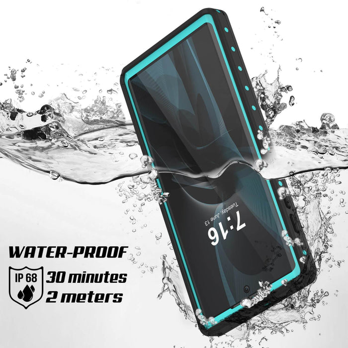 Galaxy Note 10+ Plus Waterproof Case, Punkcase Studstar Series Teal Thin Armor Cover (Color in image: white)
