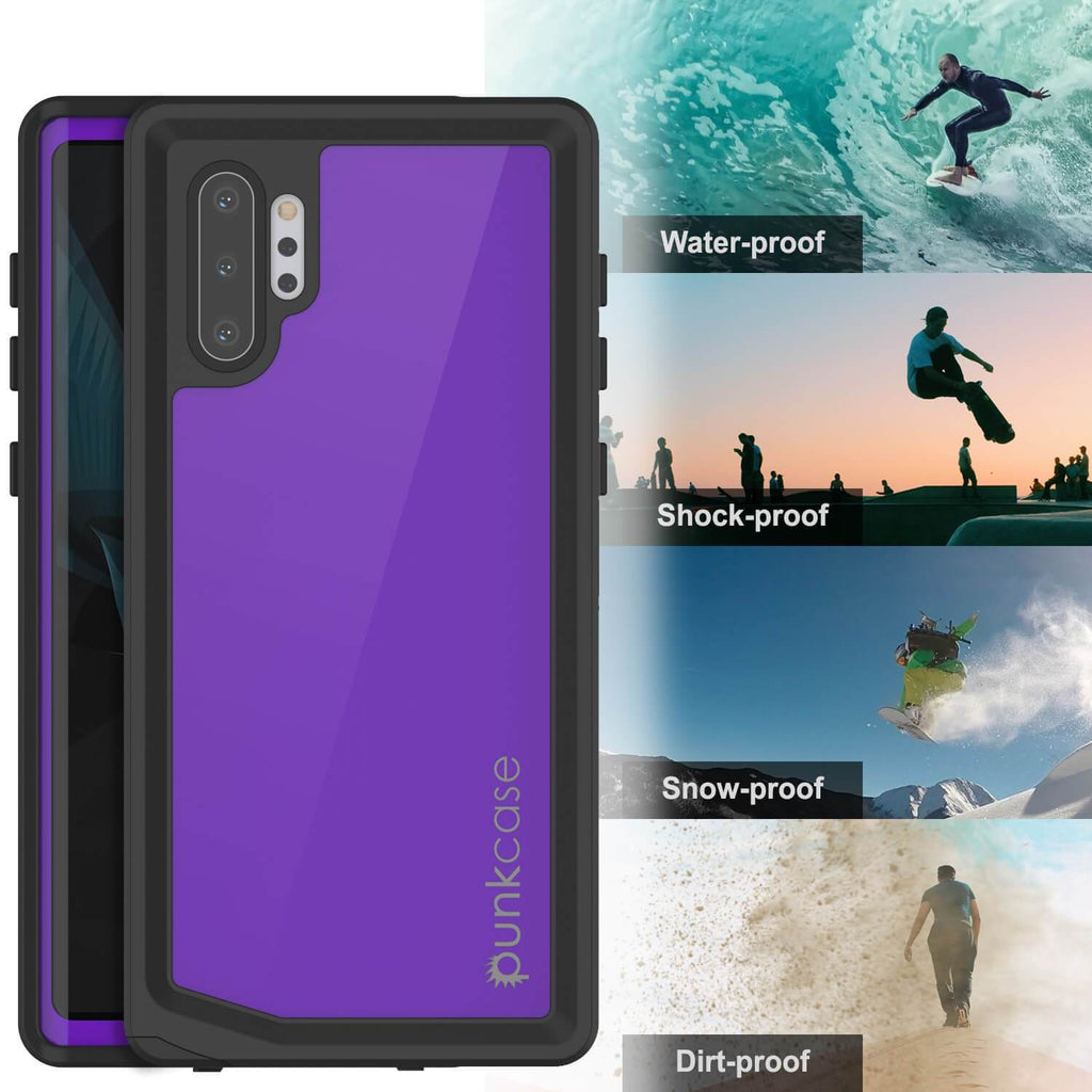 Galaxy Note 10+ Plus Waterproof Case, Punkcase Studstar Purple Series Thin Armor Cover (Color in image: pink)