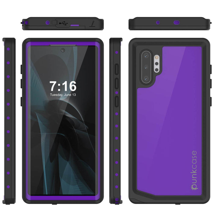 Galaxy Note 10+ Plus Waterproof Case, Punkcase Studstar Purple Series Thin Armor Cover (Color in image: light blue)