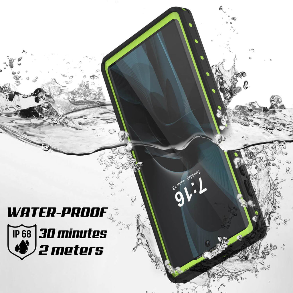 Galaxy Note 10+ Plus Waterproof Case, Punkcase Studstar Light Green Thin Armor Cover (Color in image: white)