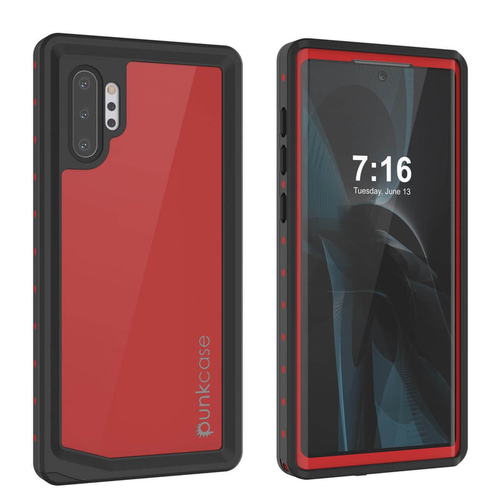 Galaxy Note 10+ Plus Waterproof Case, Punkcase Studstar Red Series Thin Armor Cover (Color in image: red)