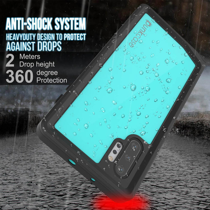 Galaxy Note 10+ Plus Waterproof Case, Punkcase Studstar Series Teal Thin Armor Cover (Color in image: light blue)