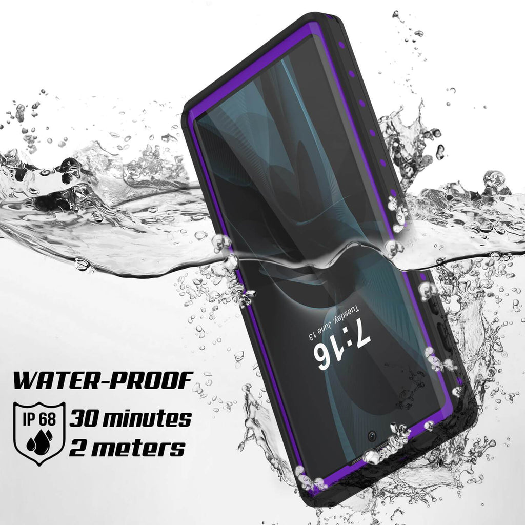Galaxy Note 10+ Plus Waterproof Case, Punkcase Studstar Purple Series Thin Armor Cover (Color in image: white)