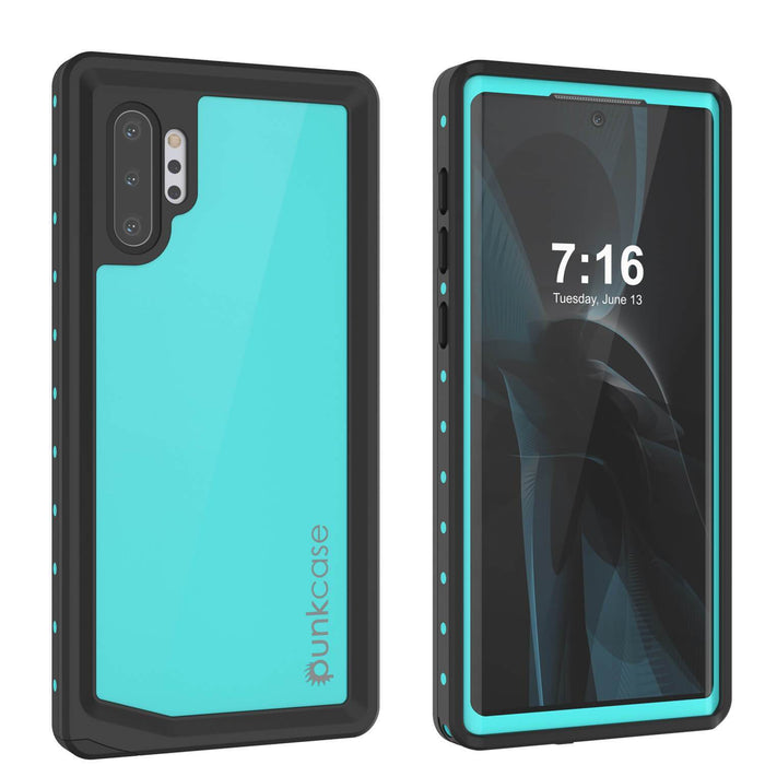 Galaxy Note 10+ Plus Waterproof Case, Punkcase Studstar Series Teal Thin Armor Cover (Color in image: teal)