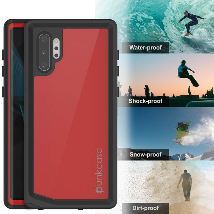 Galaxy Note 10+ Plus Waterproof Case, Punkcase Studstar Red Series Thin Armor Cover (Color in image: pink)