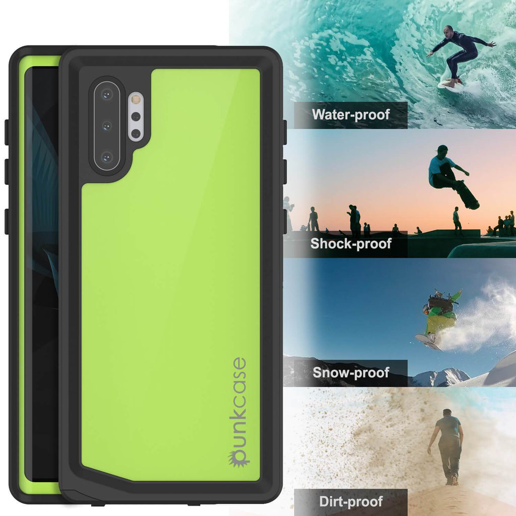 Galaxy Note 10+ Plus Waterproof Case, Punkcase Studstar Light Green Thin Armor Cover (Color in image: pink)