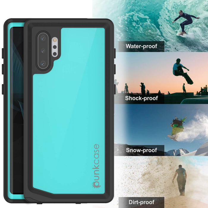Galaxy Note 10+ Plus Waterproof Case, Punkcase Studstar Series Teal Thin Armor Cover (Color in image: pink)