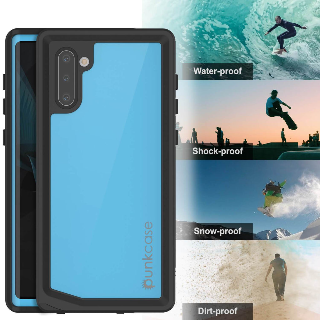 Galaxy Note 10 Waterproof Case, Punkcase Studstar Light Blue Thin Armor Cover (Color in image: teal)
