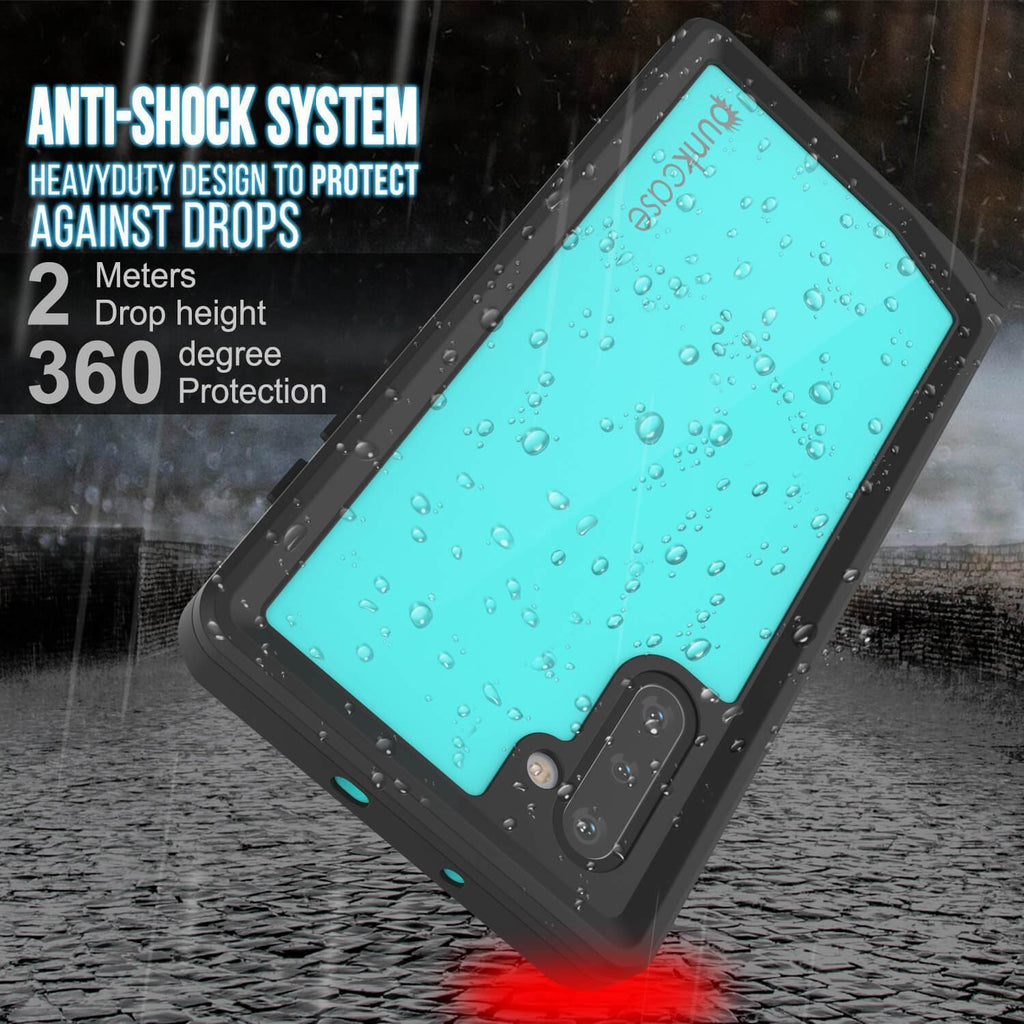 Galaxy Note 10 Waterproof Case, Punkcase Studstar Series Teal Thin Armor Cover (Color in image: light blue)