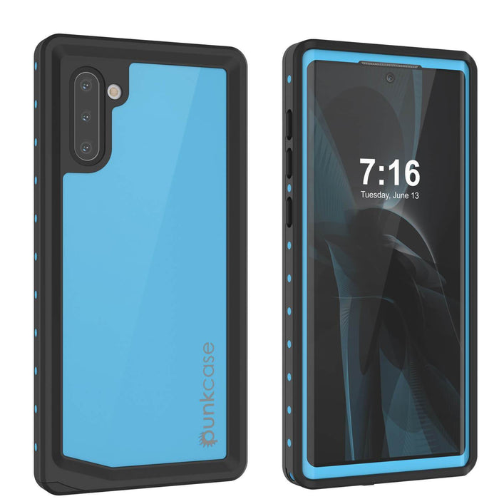 Galaxy Note 10 Waterproof Case, Punkcase Studstar Light Blue Thin Armor Cover (Color in image: light blue)