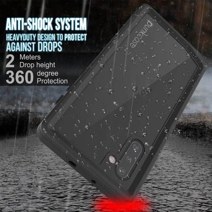 Galaxy Note 10 Waterproof Case, Punkcase Studstar Black Thin Armor Cover (Color in image: light green)