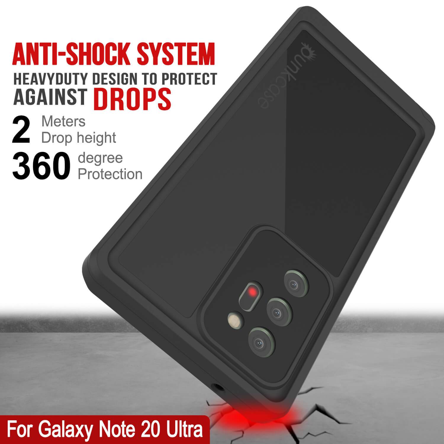Galaxy Note 20 Ultra Waterproof Case, Punkcase Studstar Black Thin Armor Cover (Color in image: light blue)